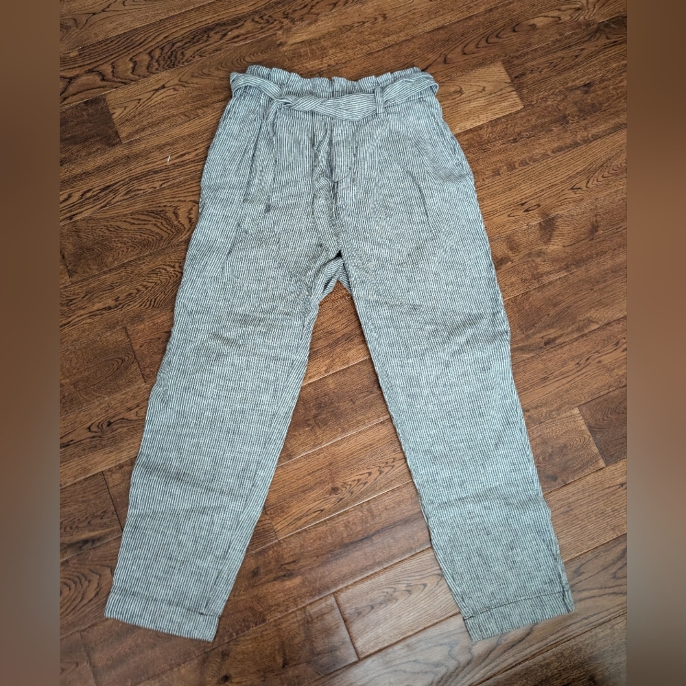 EUC LOFT Petites Gray Ankle Cropped Pants With Tie Waist Size XSP